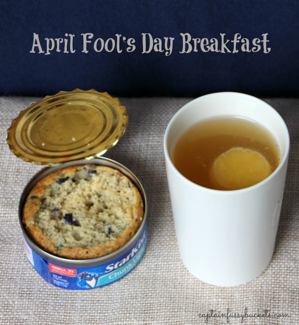 April Fool’s Day Breakfast – Tuna Can Muffin and “Egg” Drink