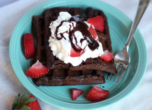 Chocolate Oatmeal Waffles – For Breakfast OR Dessert!