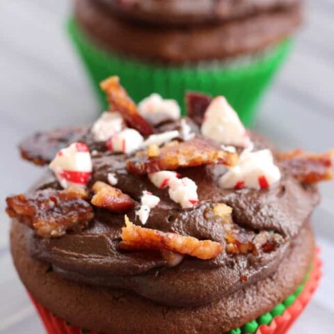 Peppermint Candied Bacon Cupcakes - A Truly Delicious, Unique Dessert!