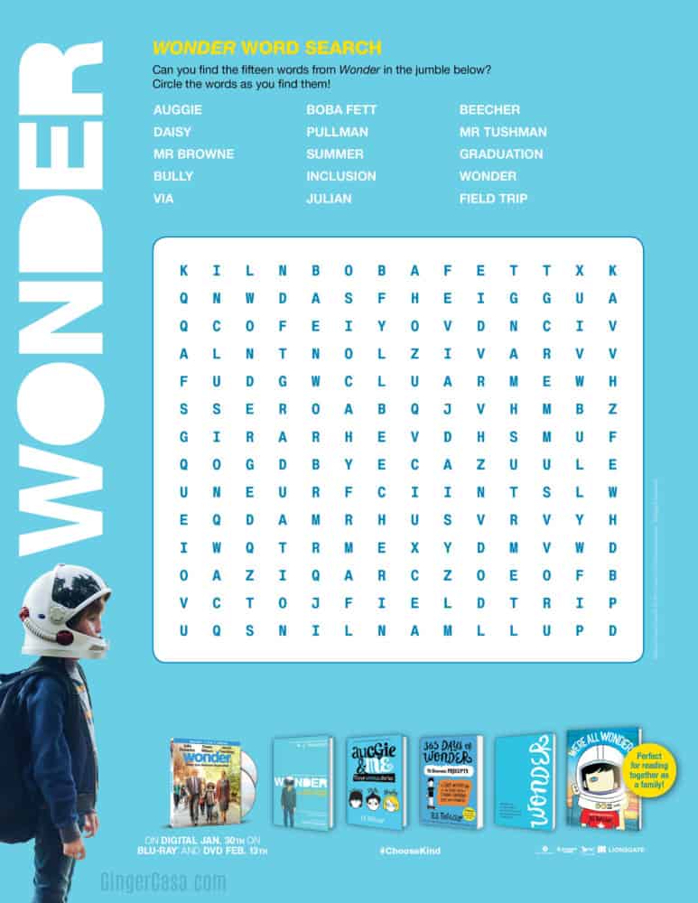 wonder movie activity sheets help kids spread kindness