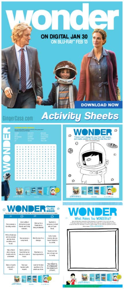 wonder movie activity sheets help kids spread kindness