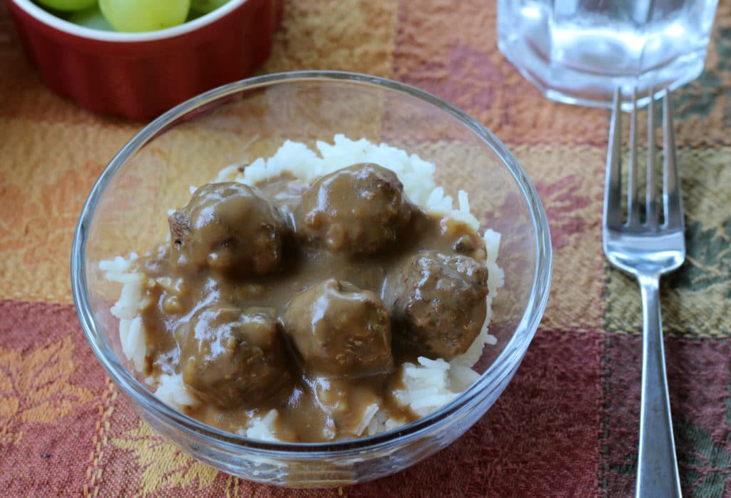 meatballs and gravy over rice better than bouillon 