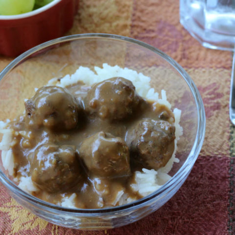 Meatballs and Gravy over Rice