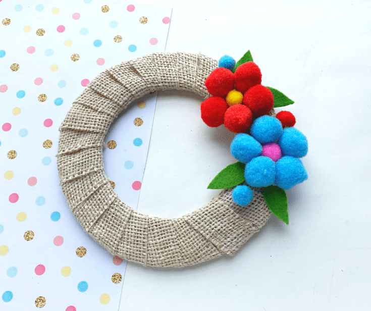 Flower Pom Pom Wreath DIY Craft - Great Idea for Mother's Day!