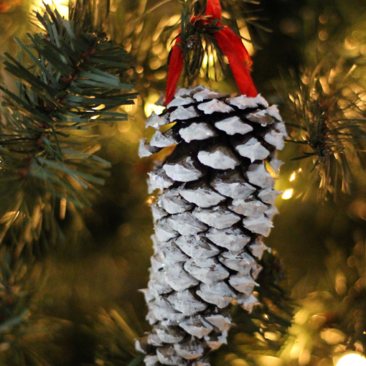 DIY Snowy Pinecone Ornaments