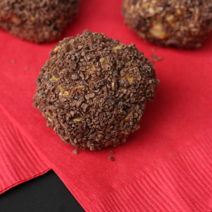Chocolate Coated Peanut Butter Balls with Oatmeal