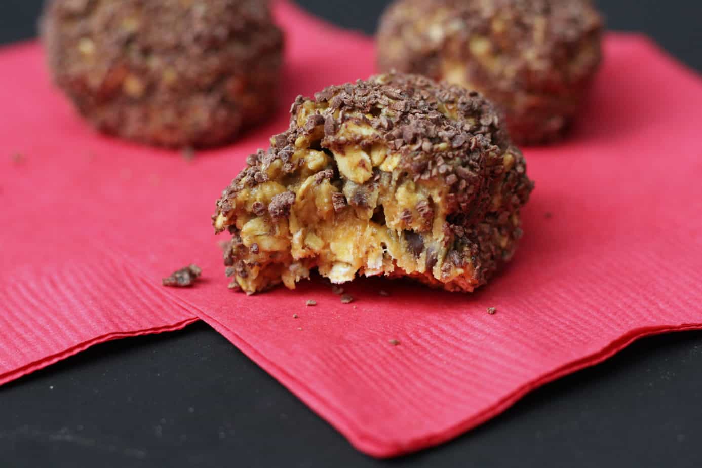 Chocolate Coated Peanut Butter Balls with Oatmeal