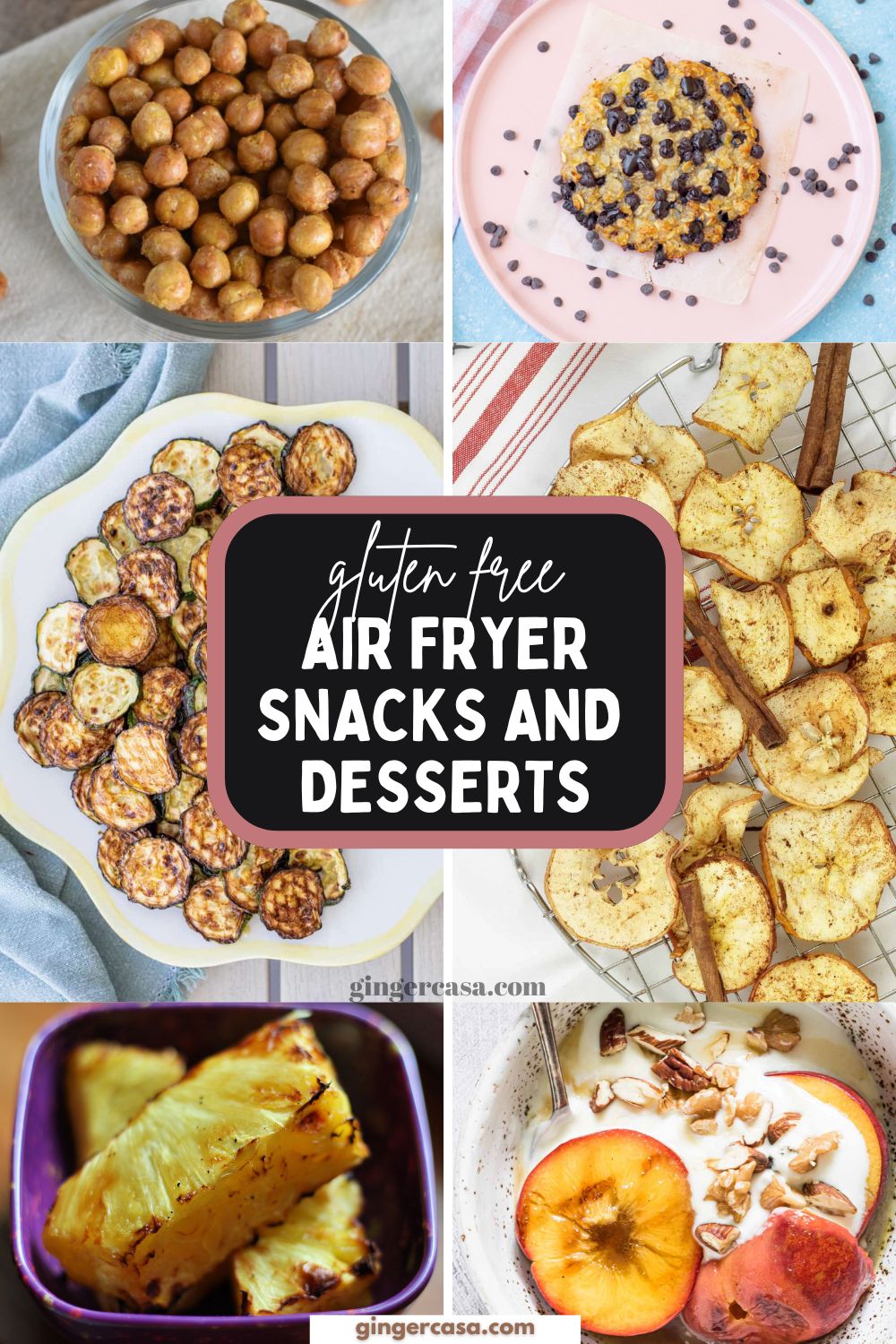 gluten free air fryer snacks and desserts - six different pictures