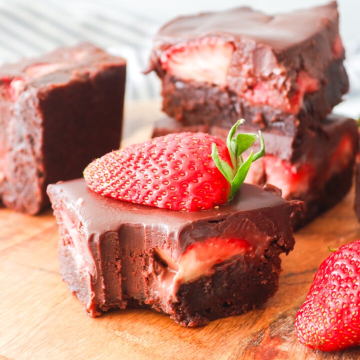 Strawberry Brownies with Chocolate Ganache