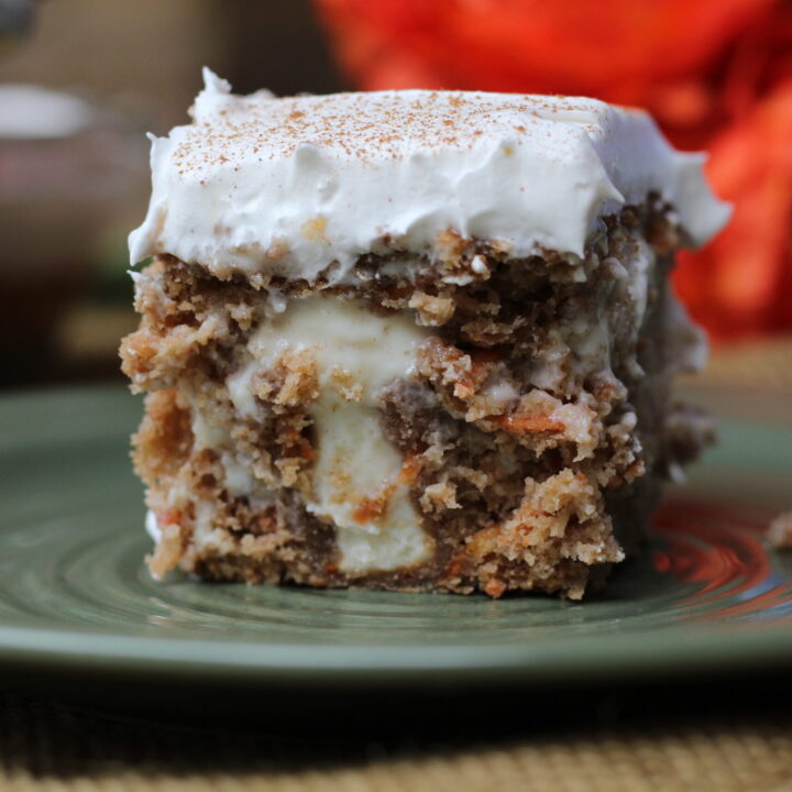 Carrot Cake Cream Cheese Poke Cake