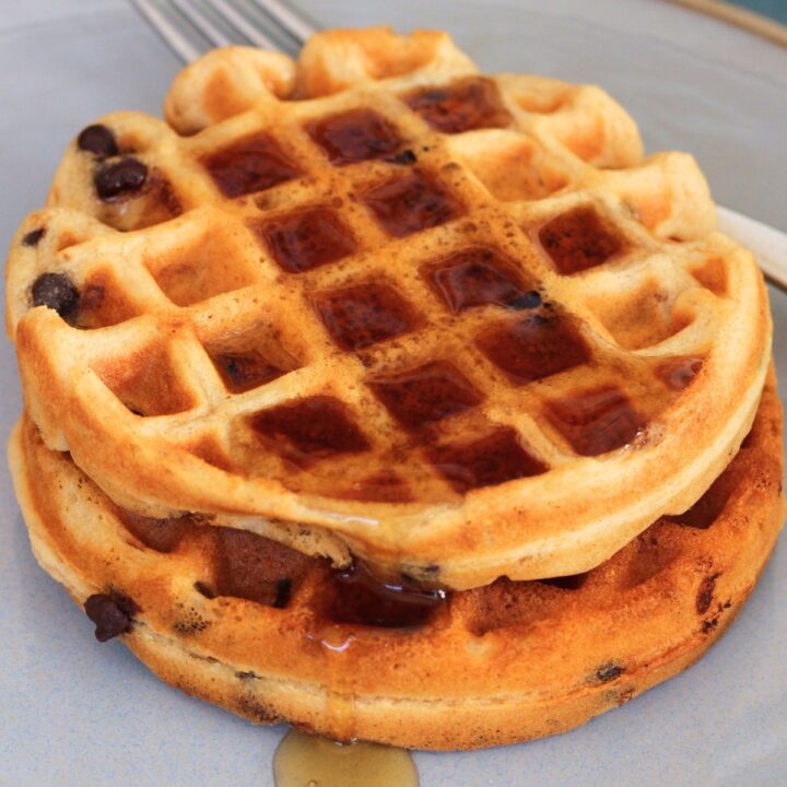 Peanut Butter Chocolate Chip Protein Waffles